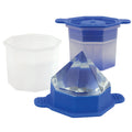 The tovolo Diamond Ice Molds (Set of 2) includes clear octagonal containers and blue silicone molds with lids, creating faceted crystal-shaped diamond ice cubes.