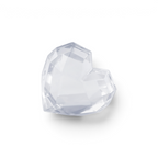 A clear, faceted crystal heart reminiscent of the elegance from tovolo Heart Ice Molds (Set of 2), set against a plain white background.