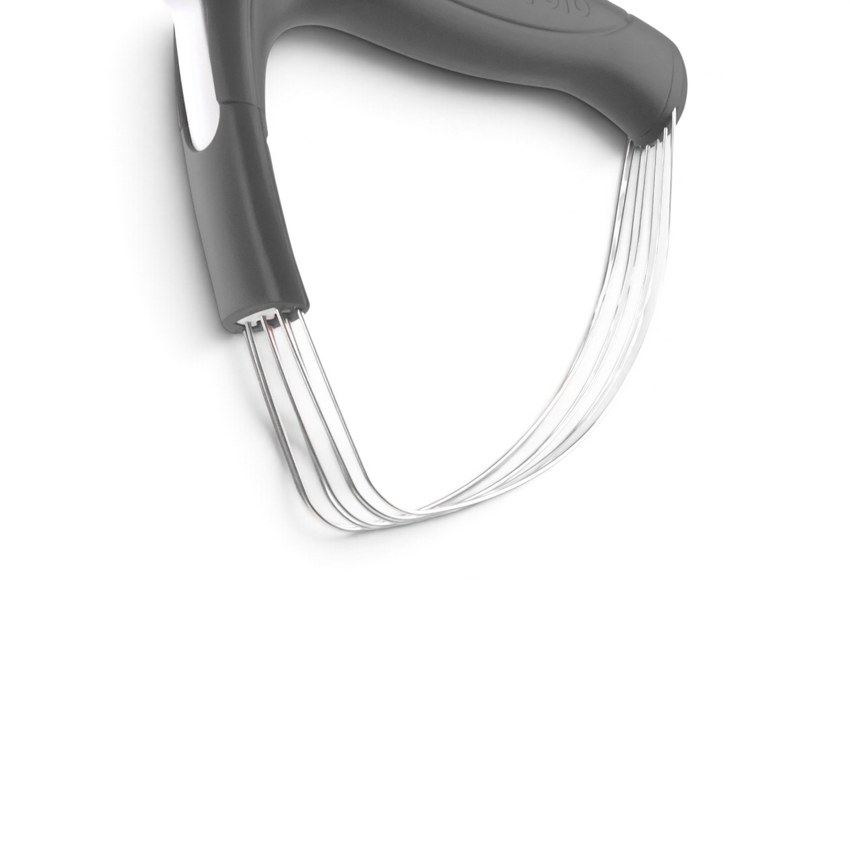 A close-up of the Pastry Blender, featuring an ergonomic handle and multiple curved stainless steel blades, ideal for making flaky pie crusts.