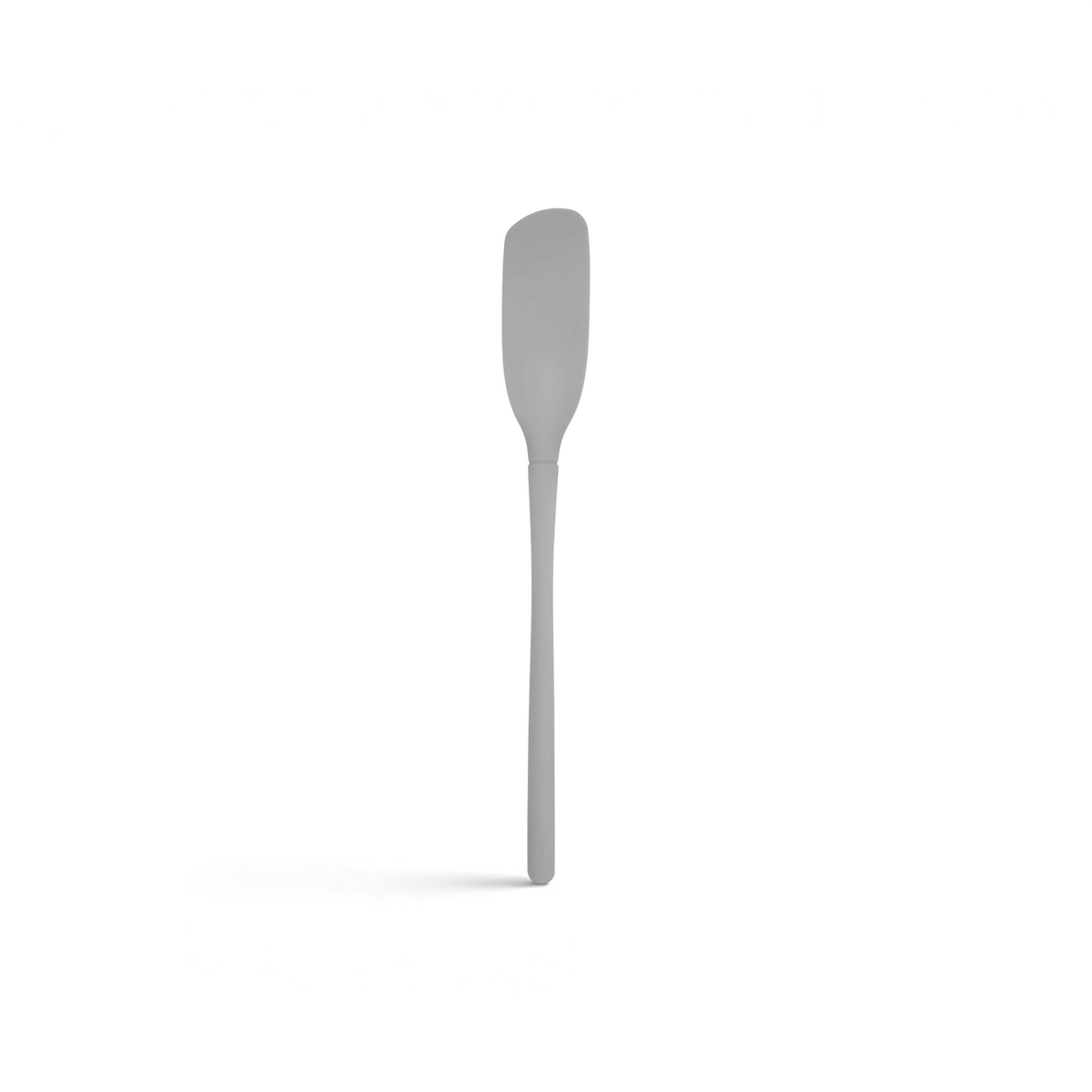 The tovolo Flex-Core Blender Spatula is a gray, long-handled silicone tool with a flexible curved rectangular blade—ideal for scraping bowls or jars and a must-have for any blender spatula collection. Pictured on a white background.