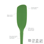 The Flex-Core Blender Spatula is green with flexible edges, a nylon core, offset head for reaching blender blades, and a long narrow handle. BPA-free, food safe, dishwasher safe, and heat resistant up to 315°C.