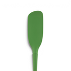 The Flex-Core Blender Spatula is a green, long-handled silicone utensil with a flat, rounded rectangular blade, perfect for blending tasks and shown against a white background.