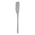 The Flex-Core Jar Scraper is a gray silicone spatula with a long handle and flat, curved blade—ideal for mixing, scraping bowls or pans, and efficiently reaching into jars as a versatile kitchen tool.