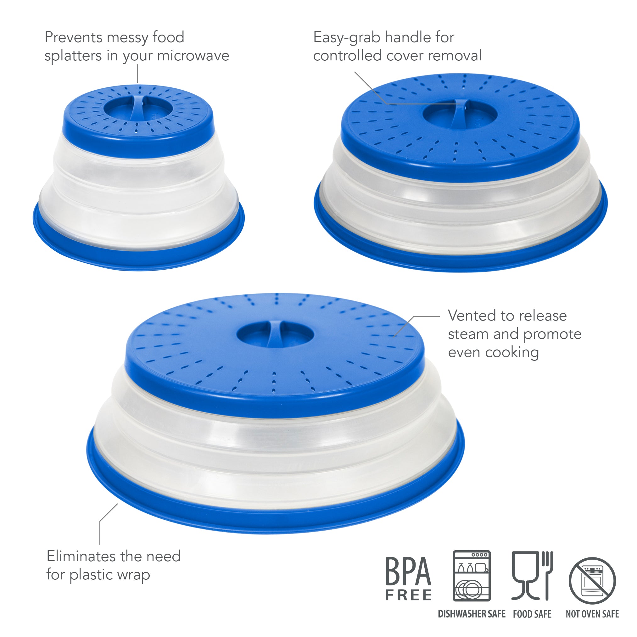 Collapsible Microwave Food Cover - Set of 3
