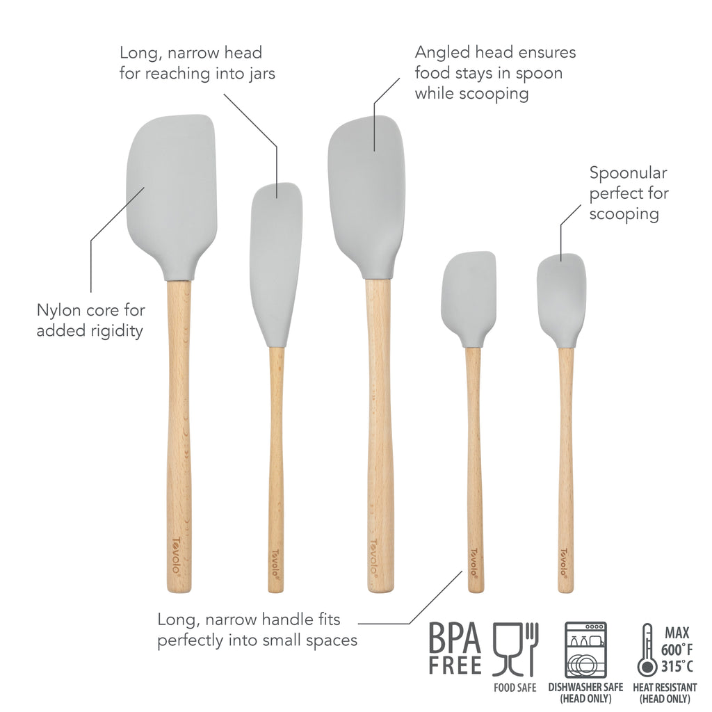 Flex-Core Wood-Handle Spatula Set of 5