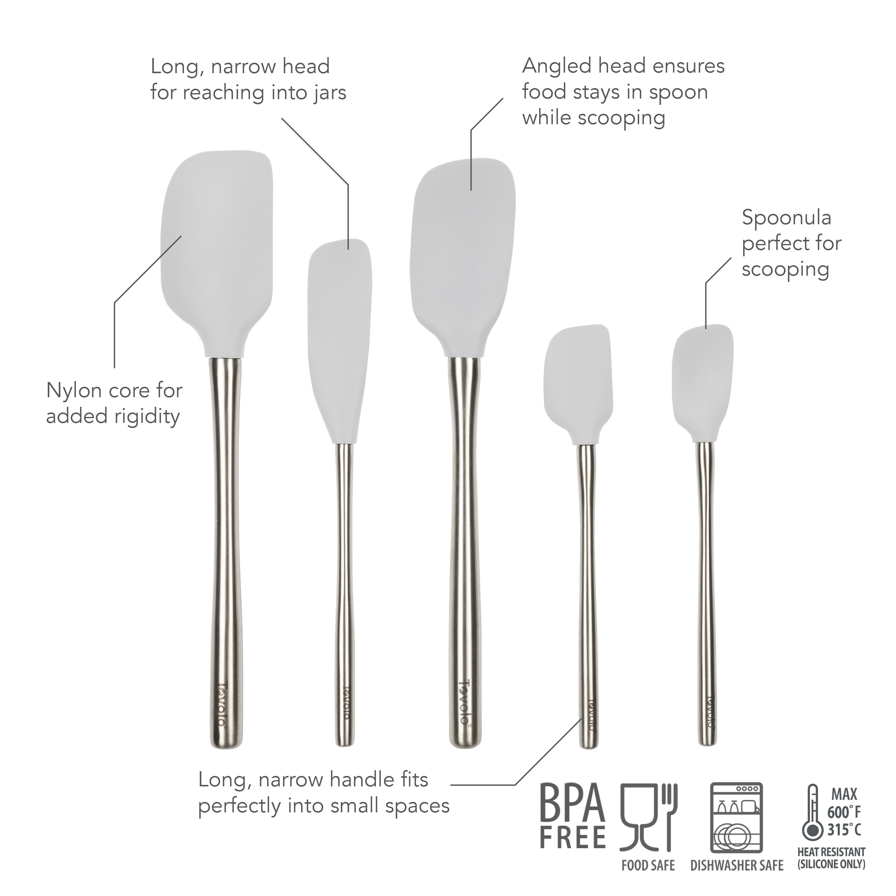 Flex-Core All-Silicone Spatula Set of 5