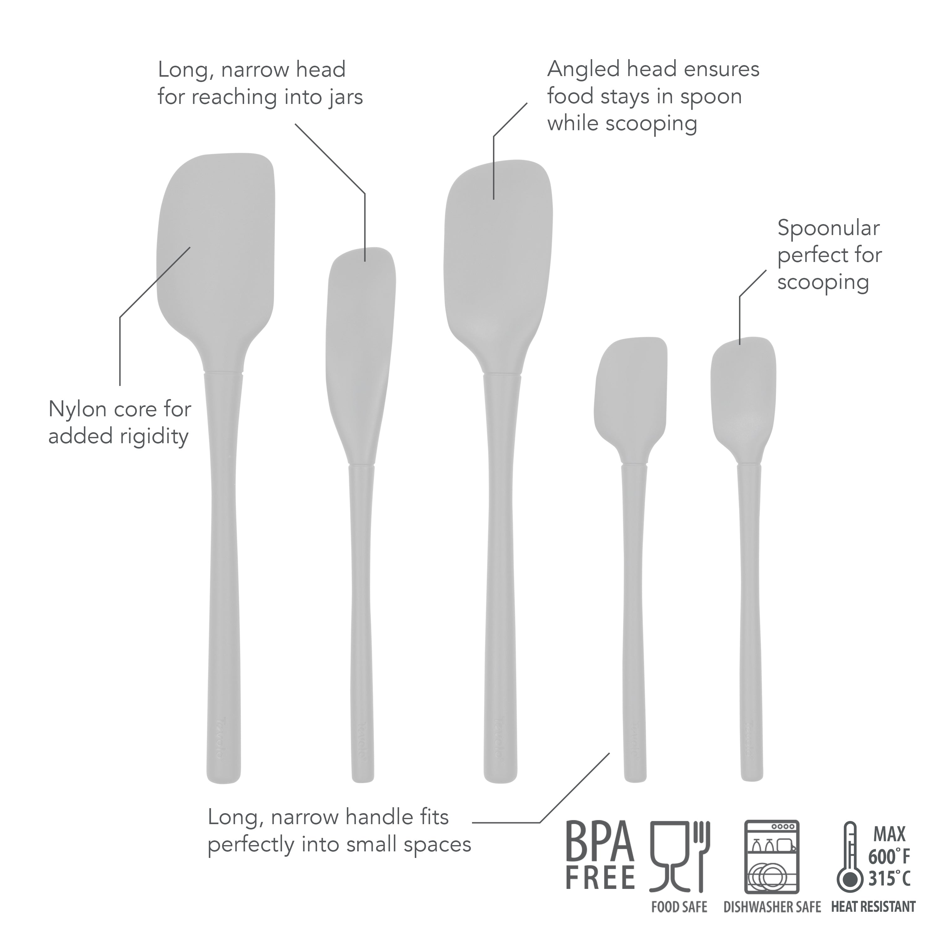 Flex-Core All-Silicone Spatula Set of 5