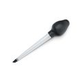 The Dripless Baster features a heat-resistant, transparent tube and a black rubber bulb, ideal for suctioning and releasing juices or melted butter while cooking.