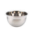A tovolo Stainless Steel Mixing Bowl Set features a shiny 1.5 QT (1.4 L) bowl, labeled on the side, isolated on a white background.