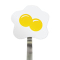 The Spatulart Flex Turner is a flexible nylon spatula with a white cloud-shaped head and two yellow egg yolks illustration—ideal for use with nonstick skillets.