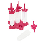 The Star Pop Molds set includes six red and white star-shaped popsicle molds, each with a red stick in a slim tray, plus one mold and stick shown separately—perfect for making fun frozen treats at home.