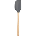 The Flex-Core Spatula features a durable, dark gray silicone head and a light wooden handle, displayed on a white background.