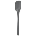 The tovolo Flex-Core Silicone Spoonula features a gray, long-handle design with a rectangular, slightly curved blade—ideal for mixing and scooping. Shown against a white background.