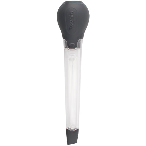 The Bulb Baster, featuring a clear plastic tube and a heat-resistant silicone bulb, is shown from above on a white background.