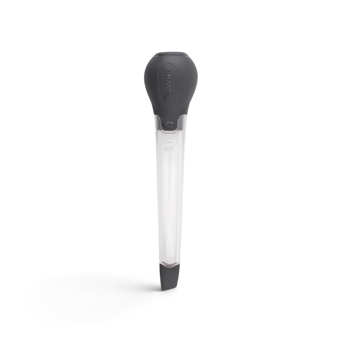 The Bulb Baster, featuring a clear plastic tube and a heat-resistant silicone bulb, is shown from above on a white background.