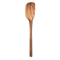 The tovolo Olivewood Spoonula features a smooth, polished finish and distinct wood grain patterns. Designed to be nonstick safe, it is displayed against a white background.