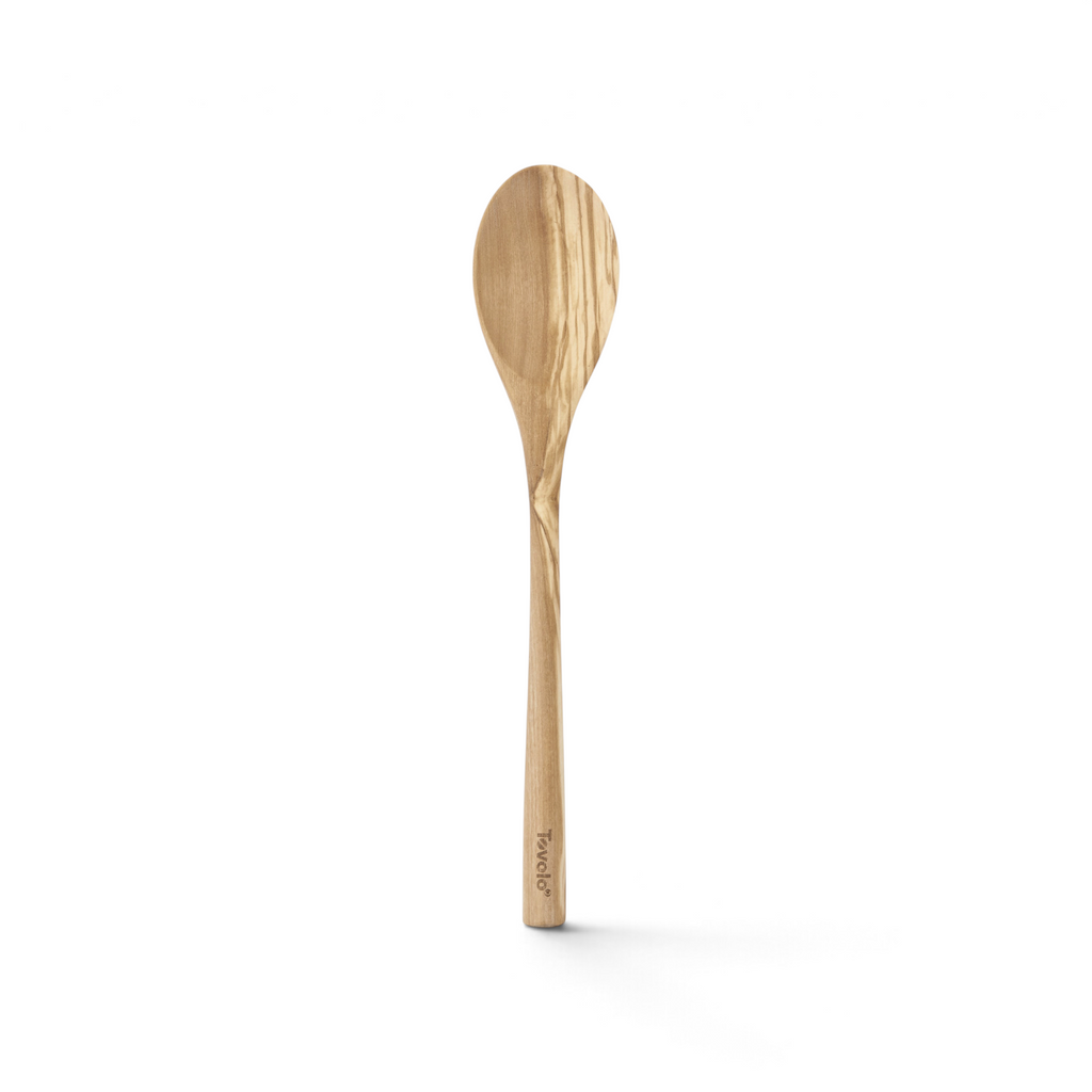The Olivewood Utensils feature a smooth, oval-shaped head and straight handle with natural wood grain, making them ideal nonstick-safe tools for daily cooking.