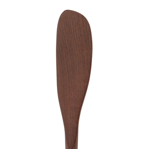 The Beechwood Utensils feature a smooth, flat, and slightly curved wooden butter spreader—ideal for non-stick cookware or as an addition to your wooden pancake turner collection, displayed against a white background.