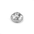 The Garlic Deodorizer is a silver, metallic object shaped like a garlic bulb with a smooth, shiny surface—an elegant stainless steel kitchen accessory perfect for any utensil collection.