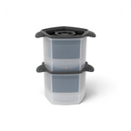 The tovolo Rose Ice Molds (Set of 2) features transparent, hexagonal containers with black lids and corner grips—ideal for storing rose-shaped ice cubes or organizing silicone molds.