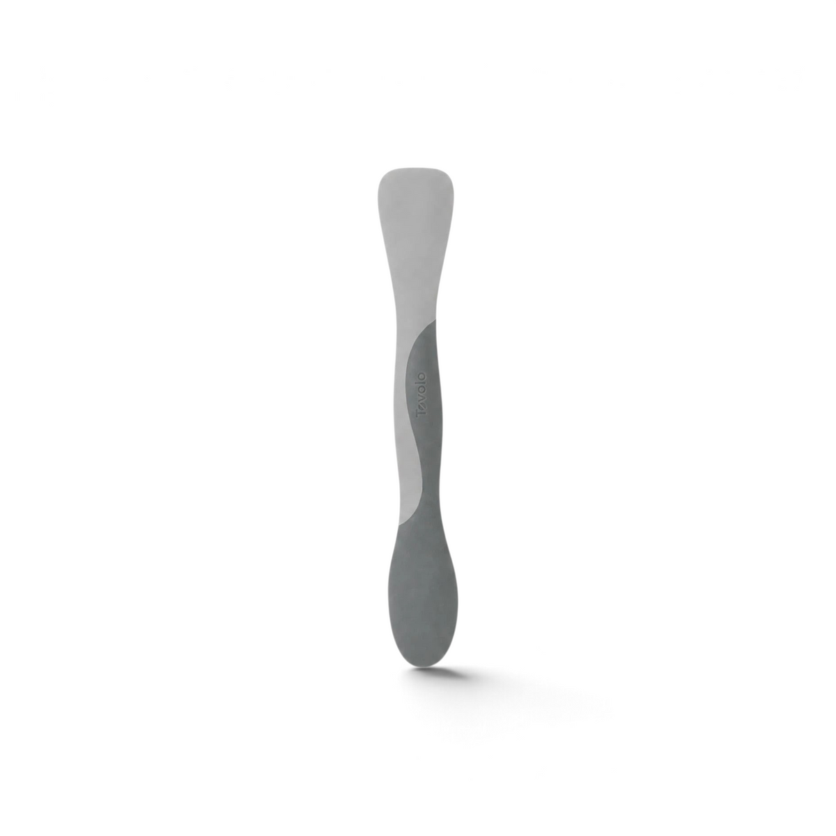 Tovolo Mini Scoop and Spread kitchen tool in grey, featuring a dual-ended design for scraping, stirring, and spreading.