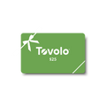 A green Tovolo Gift Card featuring the Tovolo logo, a white ribbon design, and $25 in white text on a light gray background.
