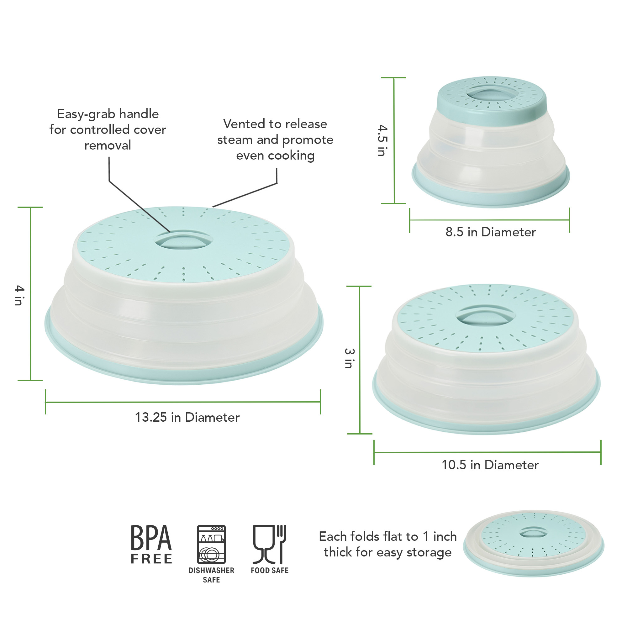 Collapsible Microwave Food Cover - Set of 3