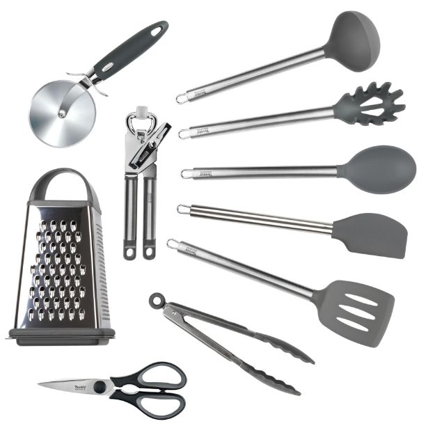 Picture of Elements Utensil Set of 10, Stainless Steel - Charcoal
